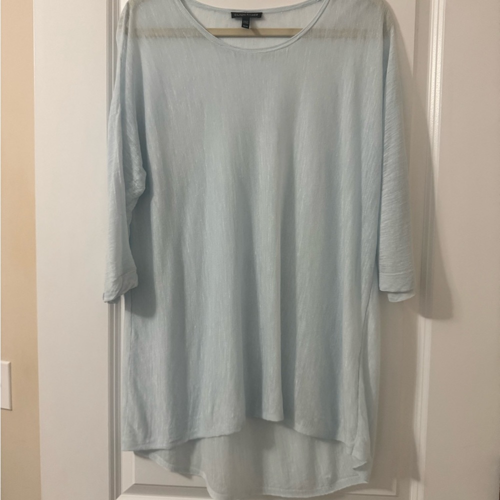 Eileen Fisher Green 3/4 Sleeve Boxy Tunic